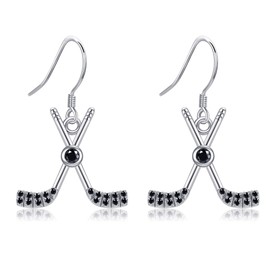 JERWLI Hockey Earrings for Women 925 Sterling Sliver Sports Dangle Earrings Ice Gifts Jewelry for Mom Women Lover