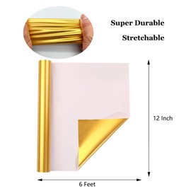 Gold Plotter Film Textile, 30.5 x 183 cm Heat Transfer Vinyl Transfer Film Plotter Flex Film for T-Shirts, Textiles Flex Film Plotter Textile for Cricut and Silhouette Cameo