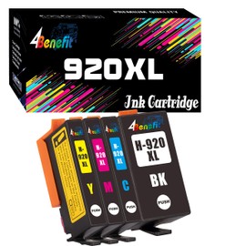 (Set of 4) 4Benefit Compatible for HP 920XL Ink Cartridge HP 920 HP920 HP920XL (Black+Cyan+Magenta+Yellow) Replacement for HP OfficeJet 6000 6500 6500A 7000 E809a 7500A Inkjet Printers