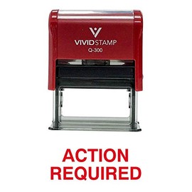 Action Required Office Self Inking Rubber Stamp (Red Ink) - Large