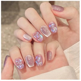 MISS MUMU Nail Tips, 30 Pieces, Long Nail Tips, Spring and Summer, Simple, Cute, Fashionable, Popular, Bridal Nail Stickers, Glossy, Fake Nails, Coming-of-age Ceremonies, Weddings, School Entrance Ceremonies, Graduation Ceremonies, Parties (Light Purple - MY152)