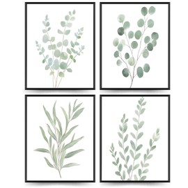 JNYUWLAA - lona decorativo para pared de 4 piezas de hojas de eucalipto (póster, 16 x 12 W)