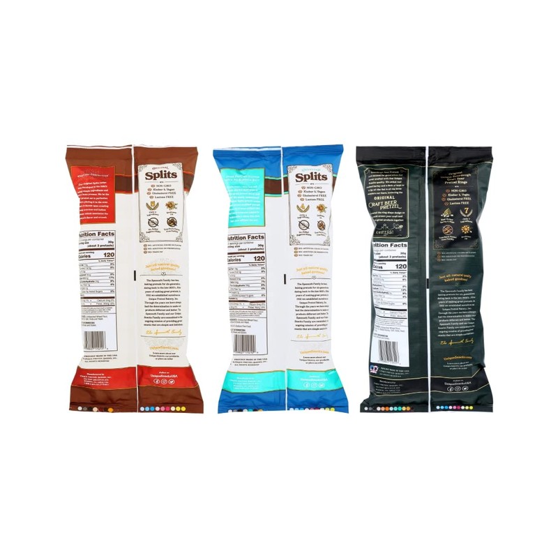 Unique Snacks Variety Pack with Original Splits Pretzels, Shells, and