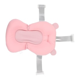 Baby Bath Cushion Pad - Newborn Bathtub Mat with Infant Bath Supporter Net and Nonslip Floating Seat (Pink Bear)