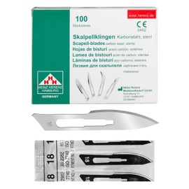 Shehadeh - Pack of 100 Sterile Scalpel Blades Figure 18 for Scalpel Holder No. 4 - Extremely Sharp