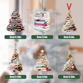 Christmas Tree Ornament Book 2024, Flat 2D Unbreakable Christmas Ornament Book, Christmas Tree Ornaments, Holiday Hanging Decoration, Miniature Indoor Decor, Perfect Book Lovers Gifts (A)