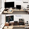 Fenge Dual Monitor Stand, Corner Desk Shelf with Drawer &