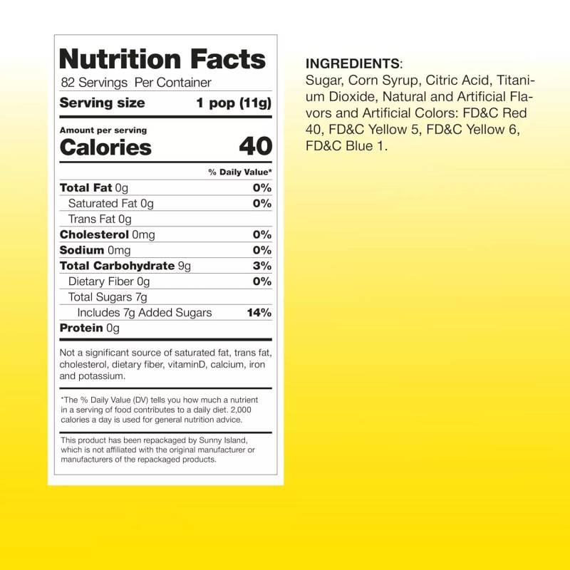 Sunny Island Sweet Pops, Hard Candy Lollipops Assorted Fruit Flavors,