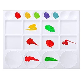 WADY 20 Wells Square White Watercolor Paint Palette, White Paint Holder Tray Paint for Oil Watercolor Acrylic Paint, 13x10 inch Tray Palette Paint Mixing Tray Plastic Palette（1pcs）
