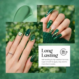 Beetles Carnival Evergreen Gel Nail Polish Set - 6 Colors Glitter Green Sparkle Gel Polish Kit Avocado Dark Green Nail Gel Polish Soak Off UV LED Gel 