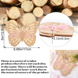 She's Here Butterfly Wooden Board - Little Princess Birth Announcement Sign,Butterfly Gender Reveal Decorations,Newborn Hospital Birth Milestone Card,Butterfly Shape She's Here Sign Photo Props