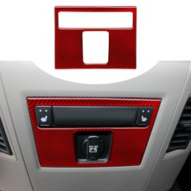 SUNBREATH Carbon Fiber Rear Power Supply Trim Cover Sticker Interior Accessories Decoration Compatible with Dodge RAM 1500 2013 2014 2015 2016 2017 2018 2019 Red