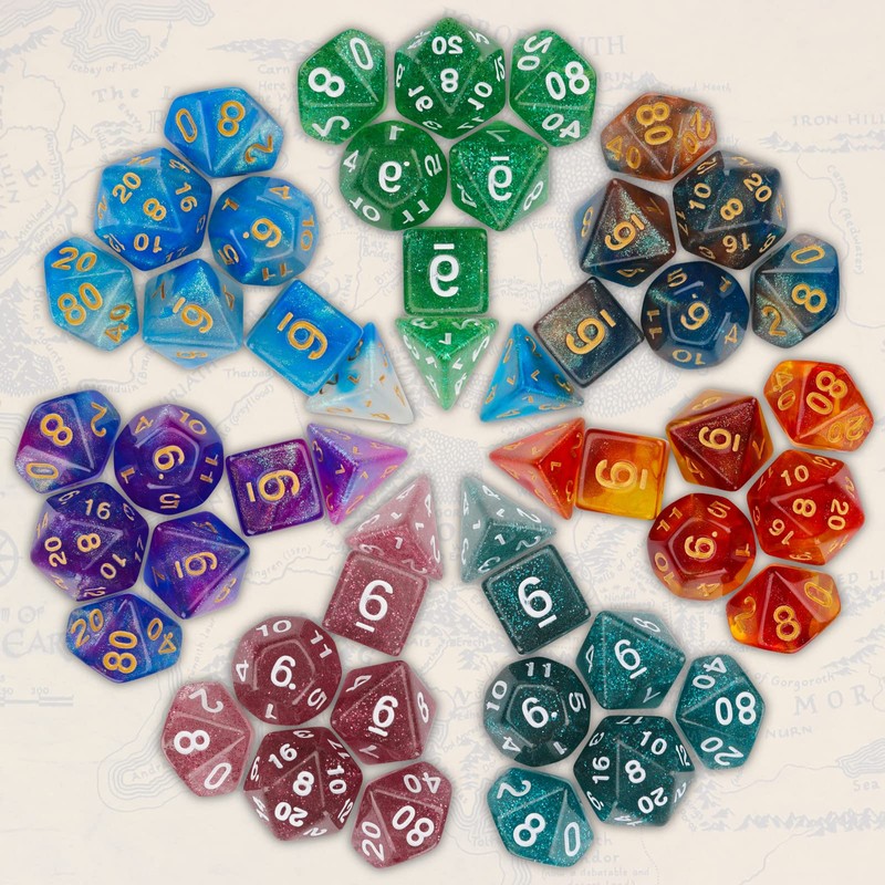 Polyhedral Dice, Coyeekn 7 x 7 Sets (49 Pieces) Polyhedral