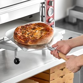 OCS Parts Pro Series 12" x 14" Aluminum Pizza Peel with 12-Inch Wooden Handle | Metal Pizza Oven Paddle Spatula for Home Cooking, Restaurants, and Pizzerias