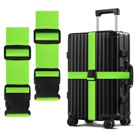 Luggage Strap, Pack of 2 Premium Luggage Straps, Luggage Strap, Luggage Secure, 2 Metres, Non-Slip Adjustable Suitcase Straps, Cross Strap, Suitcase Accessories, Nylon Straps, Length Adjustable, Quick