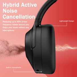 phonicgrid Wireless Headphones Over Ear Headphones Active Noise Cancelling Headphones, Deep Bass, 30Hrs for Talk/Music/Work, Model 3