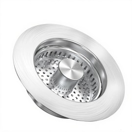 Doulfan Kitchen Sink Drain Strainer，Upgraded 304 Stainless Steel 3 in 1 Pop-up Sink Drain Strainer Kitchen Drain Strainer Cover and Sink Stoppers Combo，Standard 3-1/2 in Hole