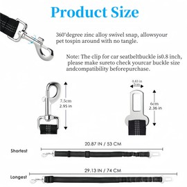 Dog Seat Belts For Cars Uk - Adjustable length - Dog Car Seat Belt, elasticated cushioning - Dog Seat Belt, Dog Travel Accessories (Grey)