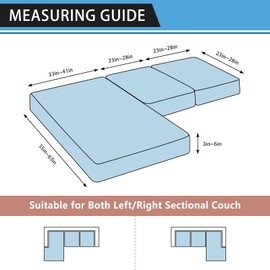 Pfrstuv 3PCS Couch Cushion Covers for Sectional Sofa Leather Look L Shape Couch Both Left/Right Chaise Lounge Separate Cushion Sofa Seat Slipcovers (2 Seater + 1 Chaise, Dark Brown)