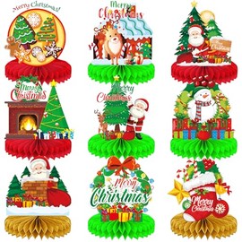 Christmas Table Centerpieces Christmas Party Table Decorations Christmas Honeycomb Centerpieces for Christmas Party Decorations, 9 Pcs