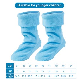 Fadcaer Kids Winter Warm Lined Welly Socks Fleece Welly Socks For Kids Childrens Thermal Winter Fleece Welly Wellington Boot Liners Socks Warm Rain Boot Liners for Boys and Girls (Blue 21cm)