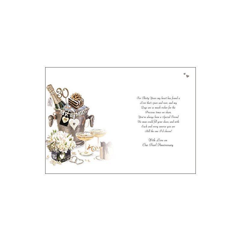 Jonny Javelin 30th Anniversary Card (V469) - Husband - Pearl