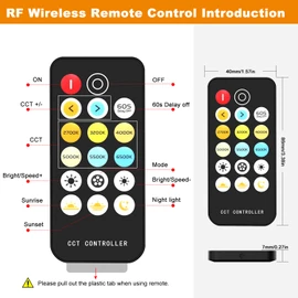 PAUTIX RF Remote Dimmer CCT Tunable COB LED Strip Lights,17-Key Wireless Remote and Controller DC 5-24V for CCT COB LED Tape Lights,Timer Function