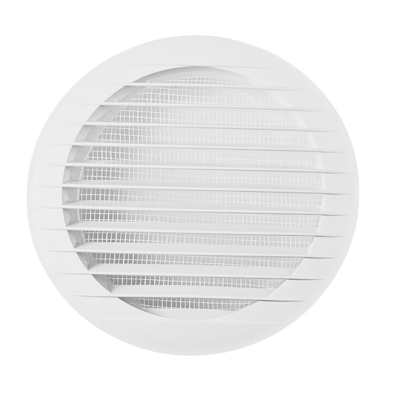 White Circular Ventilation Grille with Flyscreen - Round Air Vent