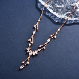 CERSLIMO Jewellery Set Silver/Gold/Rose Gold, Wedding Bridal Jewellery Set 5A Cubic Zirconia Chain Bracelet Earrings White Gold Plated Jewellery Set for Bride with Gift Box Gifts Women Ladies, Rose