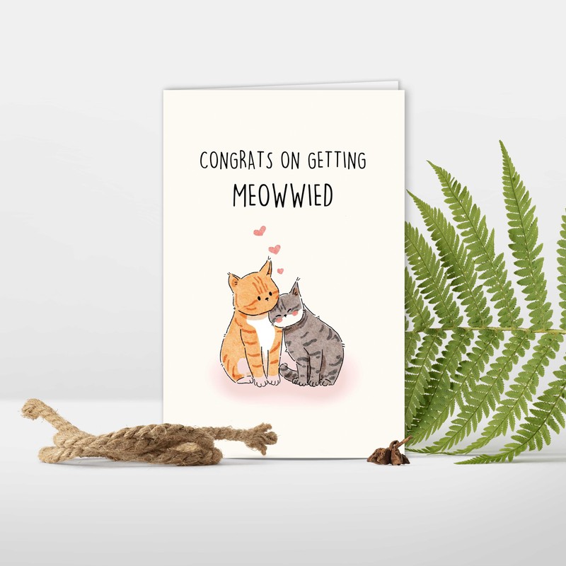 YIWANSIN Cute Pun Engagement Card for Cat Lover, Newly Wedding