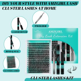 Lash Extension Kit 320Pcs,DIY Individual Lashes Clusters Kit,Lash Bond And Seal,Lash Remover For Eyelashes Extensions,Lash Applicator Tool For False Eyelash Cluster Kit At Home(30D,D-Mix9-16mm Kit)