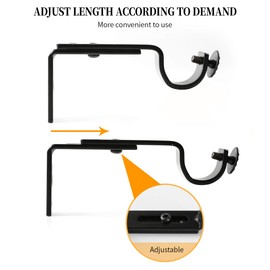 Anndason Heavy Duty Curtain Rod Brackets for 3/4 or 5/8 Inch Rod, Black Color, (Set of 8)