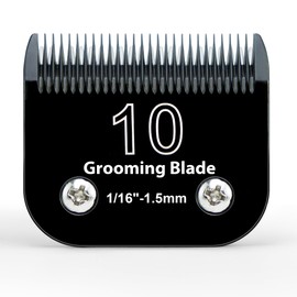 10# Pet Grooming Replacement Blades, Detachable Blade Compatible with Andis/Wahl/Oster Dog Clippers, 10 Blades 1.5mm, Ceramic and Stainless Steel, Black, 1 Pack