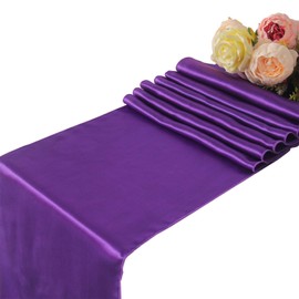 WELMATCH - Camino de mesa de satén morado para boda, fiesta, 5 piezas para decoración de banquetes de 12 x 108 pulgadas