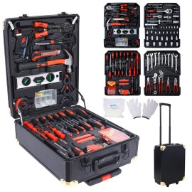 969pcs Black Rolling Tool Box Kit General Household Repair Tool Set 4-Drawer Toolbox Storage Case for Homeowners Handymen-Forcolor: as Pic Color