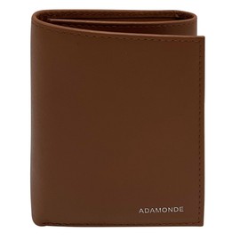 ADAMONDE Men's 100% Genuine Leather Classy Trifold Wallet Featuring an ID Window for Timeless Style and Functionality - (Tan)