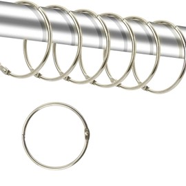 24 Pack Shower Curtain Rings,Rust Proof Shower Curtain Hooks for Bathroom,Circular Decorative Shower Curtain Rings and Hooks for Shower Rod,Metal Rings for Shower Curtain,Loose Leaf Rings(Nickel)