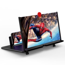 16" Screen Magnifier,3D HD Mobile Phone Magnifier Projector Screen Enlarger for Movies, Videos, and Gaming,Foldable Cell Phone Stand with Screen Amplifier,Supports All Smartphones (Black, 16inch)