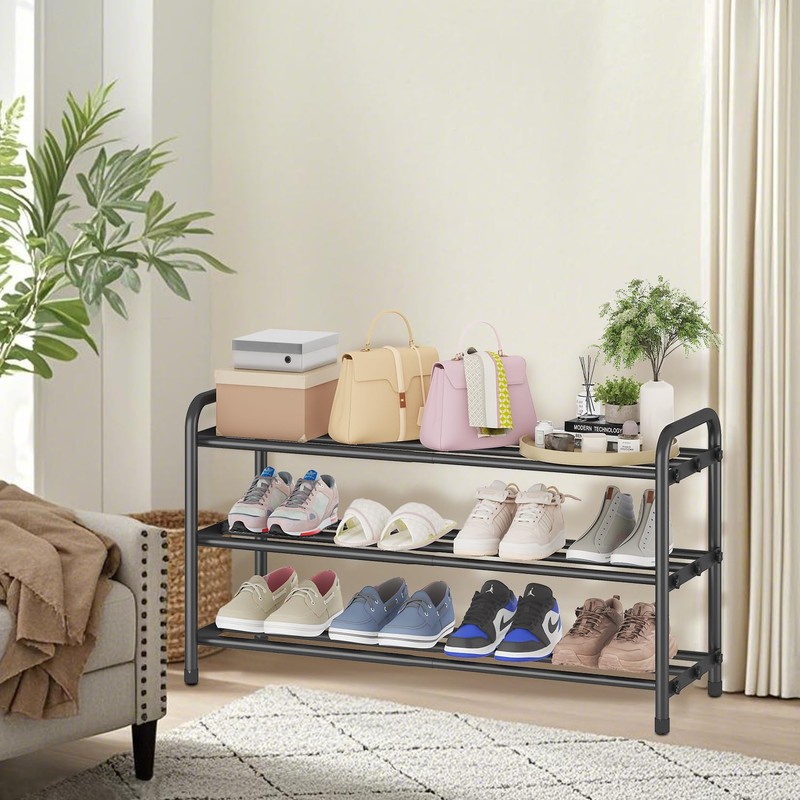 KANAV Expandable Shoe Rack Organizer – 3-Tier Shoe Shelf for