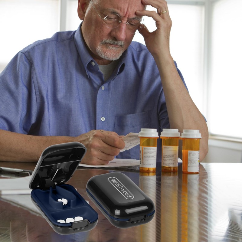1 Piece Tablet Divider, Adjustable Pill Cutter, Portable 2-in-1 Pill