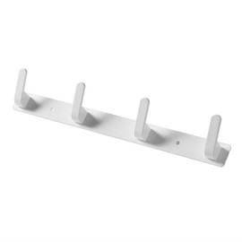 4 Hooks Matte White Bathroom Towel Hooks Mounted Wall Adhesive Heavy Duty Farmhouse Bath Coat Stick on Rack Hat Wall Hook Sticky White Kitchen Robe Rack Coat Hook White 4 Hooks Rack Towel for Bathroom