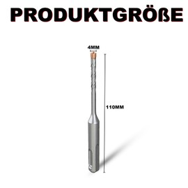 METOTY SDS Plus Drill Bit 4 mm x 110 mm, with 4 Carbide Cutting Edges, Head with Coating, Masonry Drill, Hammer Drill, Concrete Drill, for Stone, Concrete, Natural Stone, Brick Wall