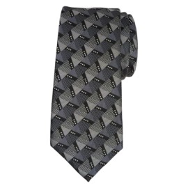 ALFANI Mens Tie Charcoal Gray Black  2.75 Slim Woven Geometric Narrow Necktie