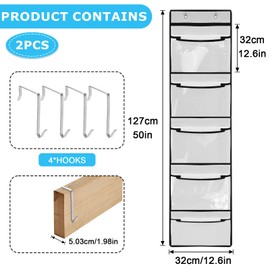 Lemecima Hanging Storage 2 Pack Over The Door Organiser Storage with 5 Pockets for Closet,Wardrobe Storage Organiser Shelves Organiser Storage for Toys for Bedroom Bathroom