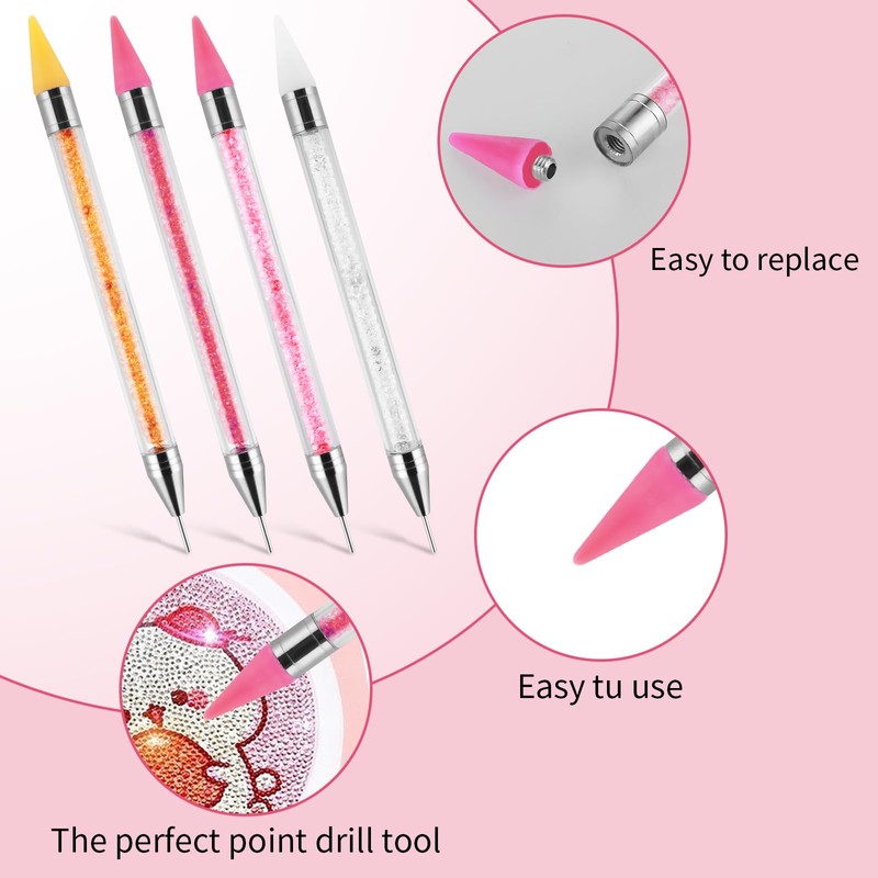 Lusofie 4 Pack Wax Pen Rhinestone Picker Pen Diamond Art