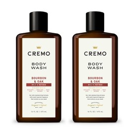 Cremo Rich-Lathering Bourbon & Oak Body Wash, A Sophisticated Blend of Distillers Spice,16 Fl Oz (2-Pack), Packaging may vary