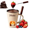 Ceramic Chocolate Fondue Mug Set with Dipping Fork, Mini Tea
