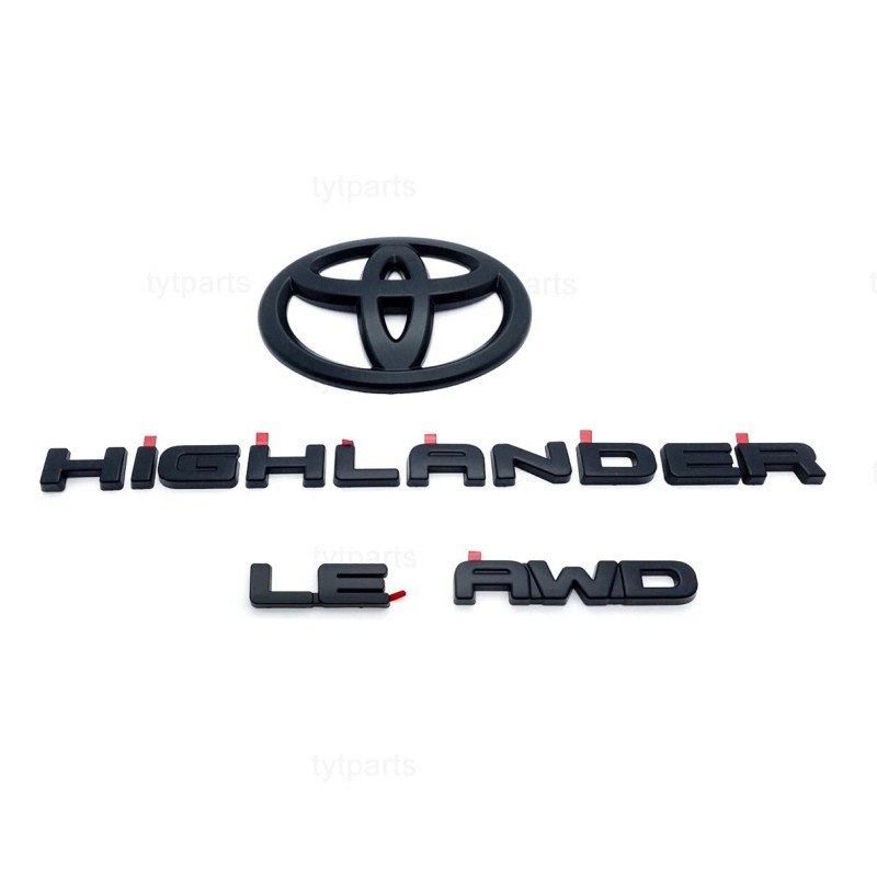 Toyota 2020-2025 HIGHLANDER AWD LE MATTE BLACKOUT EMBLEM OVERLAY KIT