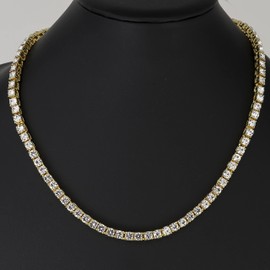 Charles Raymond Iced Out Hip Hop Gold Tone CZ Miami Cuban Link or Tennis Chain Choker Necklaces (Tennis Gold, 20")