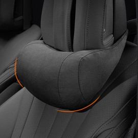 POKSRI 1 Cushion for Car Headrests, Neck Support Car, Velvet Headrest Cushion for Driving, Made of Polyester, 30 x 15 cm Vehicle Seat Cushion (Black)